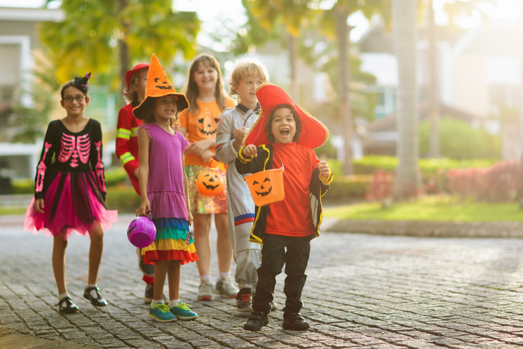 Children in Halloween costumes